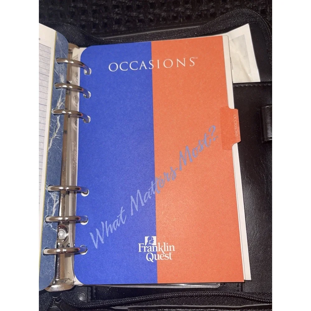 Vintage Perry Ellis Black Leather Day Planner / Organizer